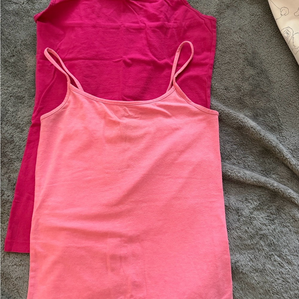 No Boundaries Pink and Hot Pink Layered Tank Tops